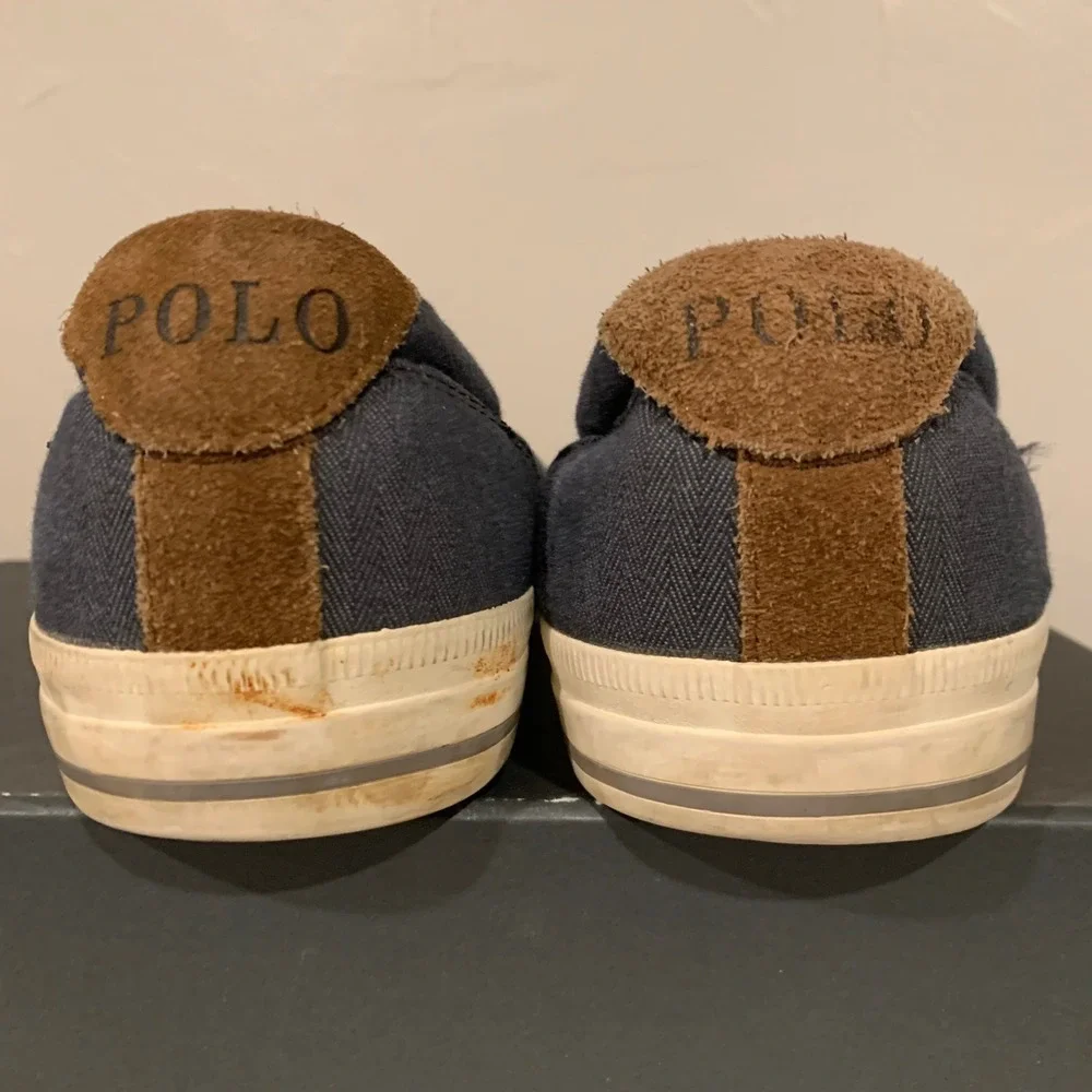Polo Ralph Lauren Vaughn Sneakers Mens 11 Navy Good Chambray Herringbone‎ Suede